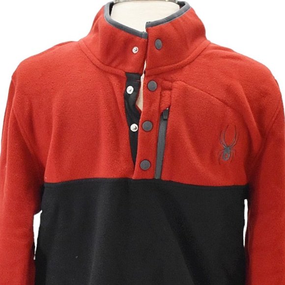 NWT Spyder "Frontier" Red/Black Pullover Fleece - Picture 2 of 7